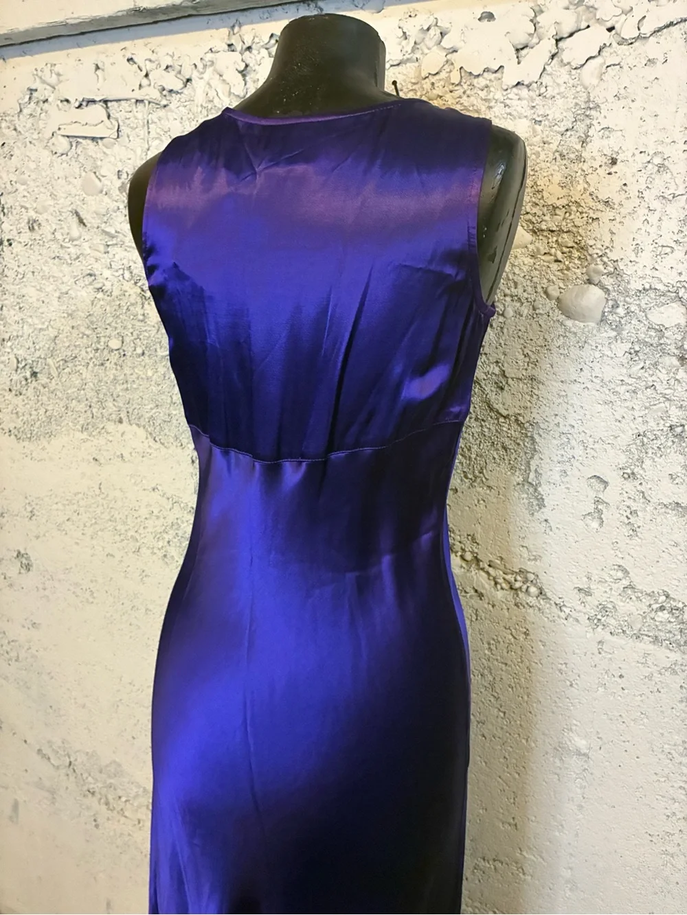 Purple Sleek Satin Evening Gown Vintage 90s - Picture 5 of 6
